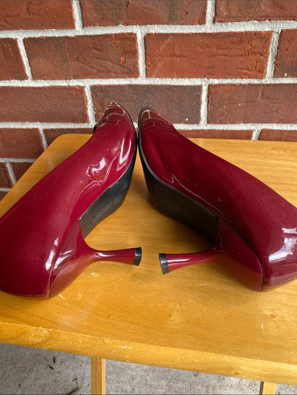 Jason Wu Stela Burgundy Patent Pointed-Toe Mid-Heel Pumps Size 10